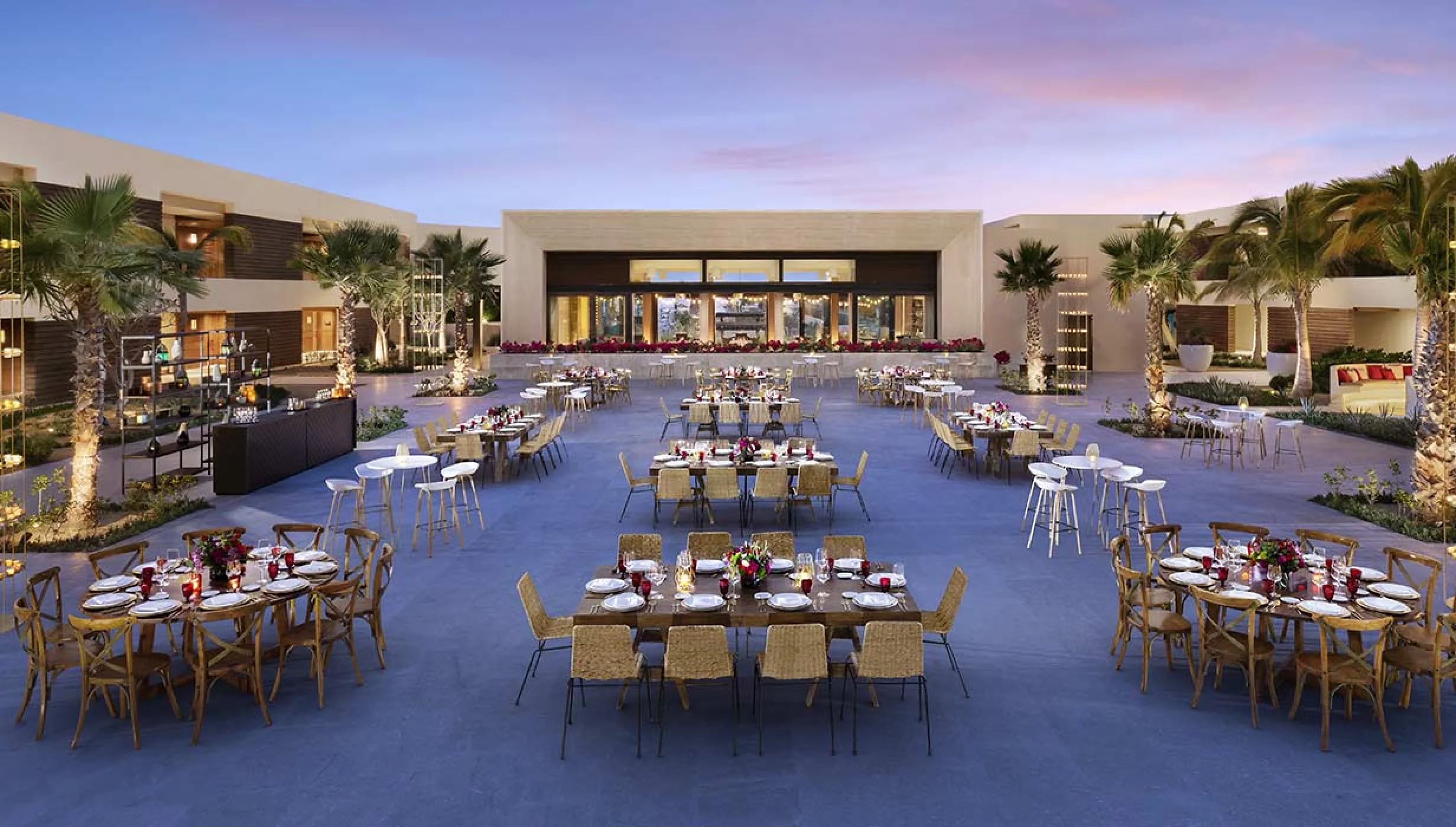 Dinner reception on shiawase terrace at Nobu Hotel Los Cabos
