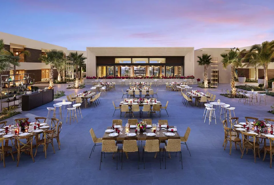 Dinner reception on shiawase terrace at Nobu Hotel Los Cabos