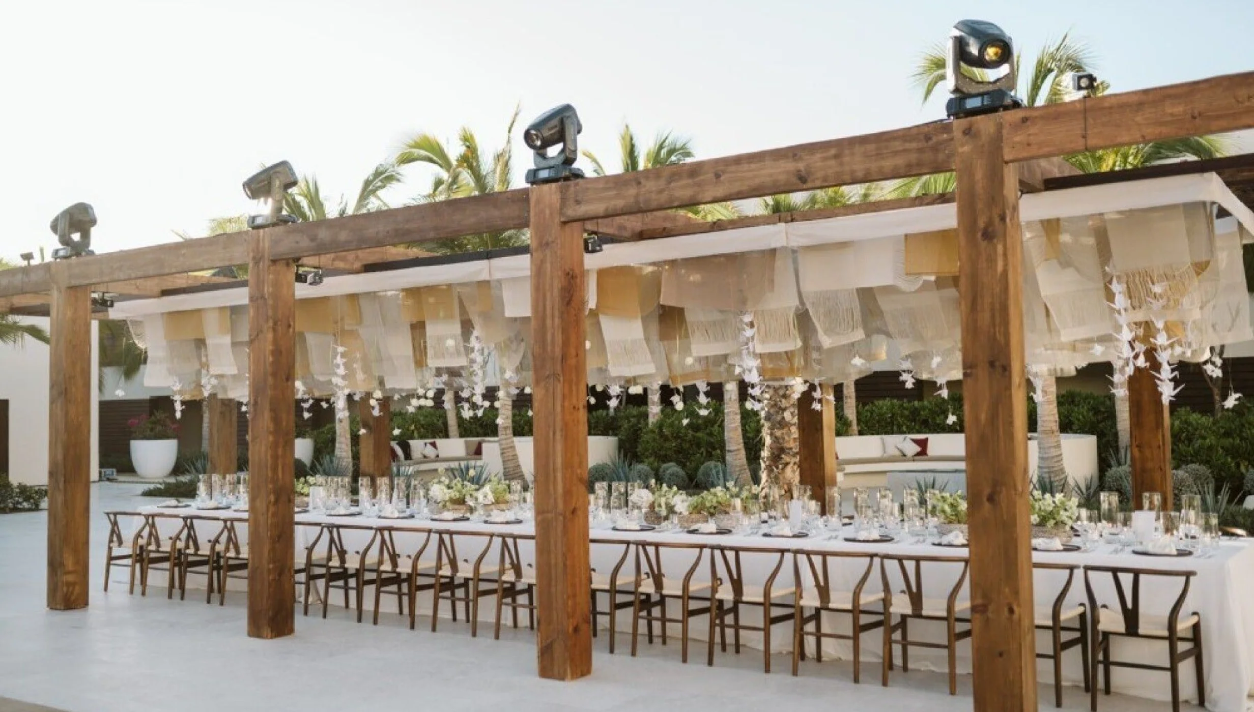 Dinner reception on the yakusoku garden at Nobu Los Cabos