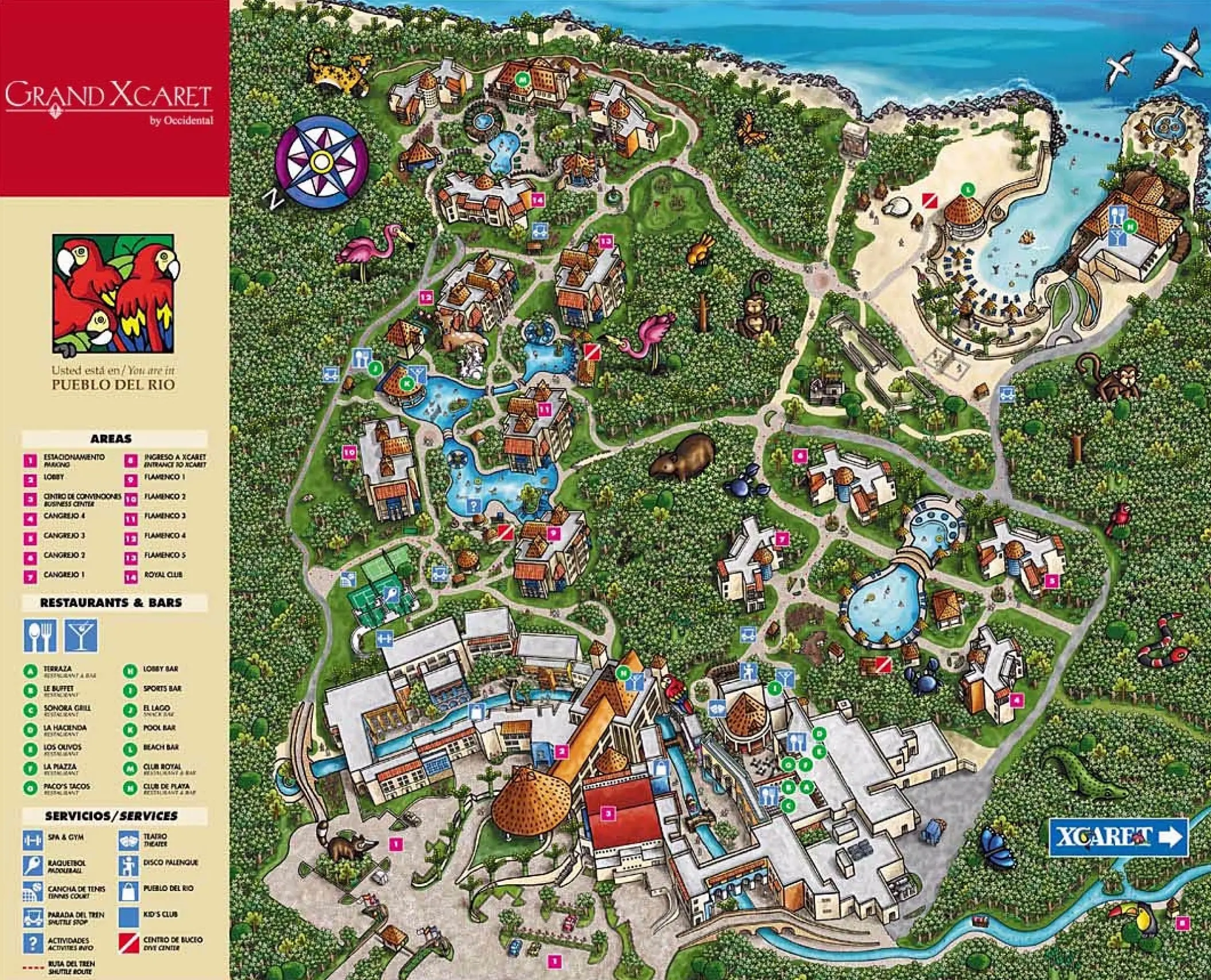 Illustrated property map of Occidental at Xcaret, Playa Del Carmen
