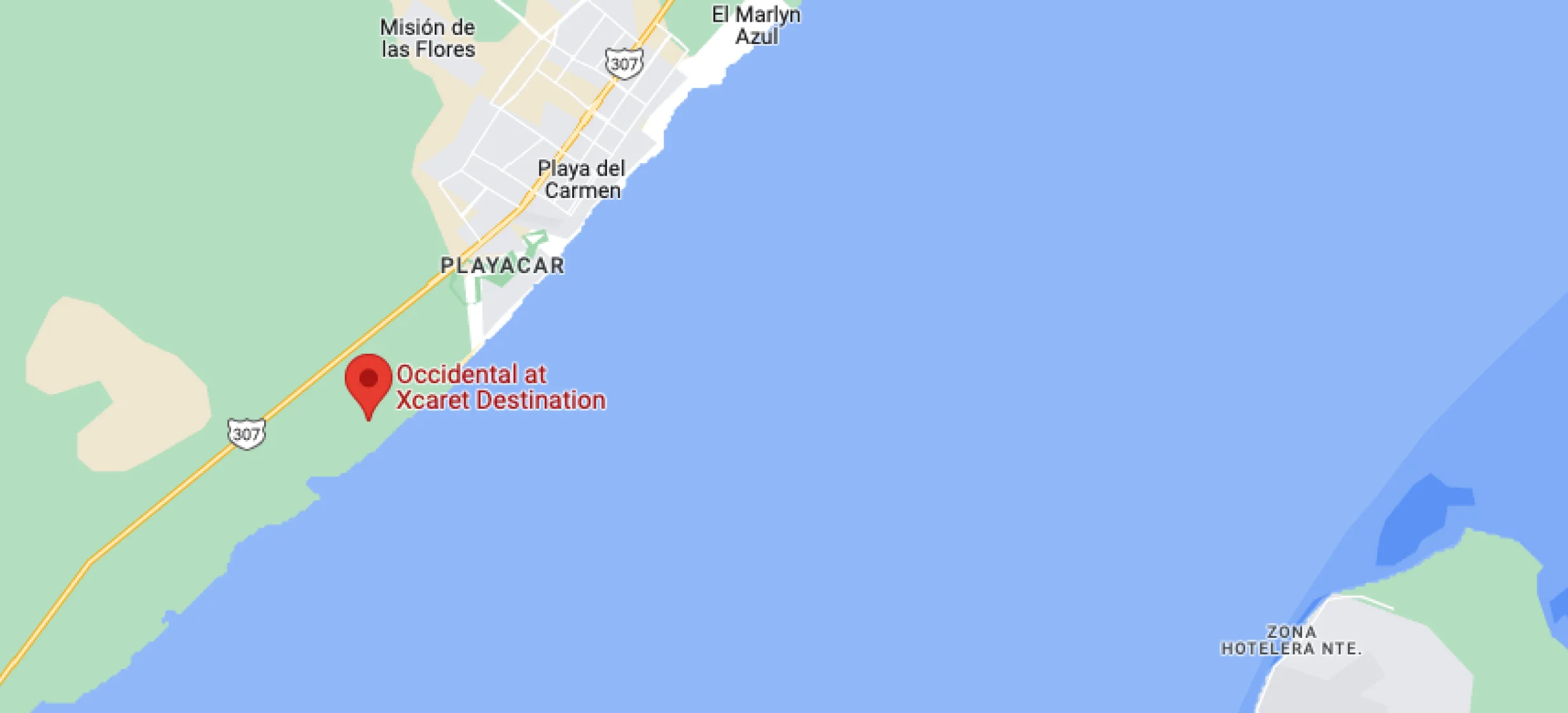 Google maps of Occidental at Xcaret Destination