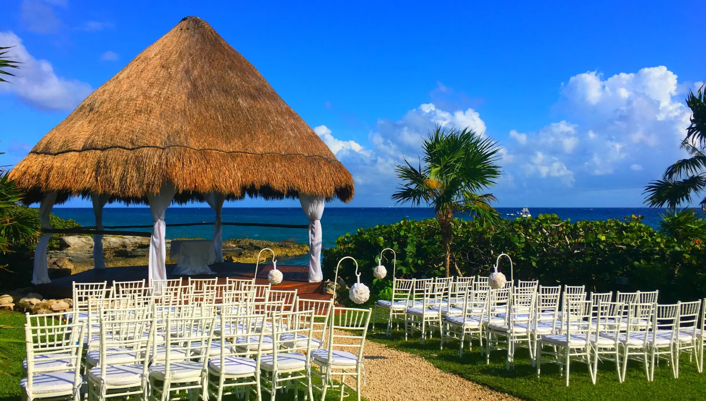Ceremony decor on garden gazebo at Occidental at Xcaret destination