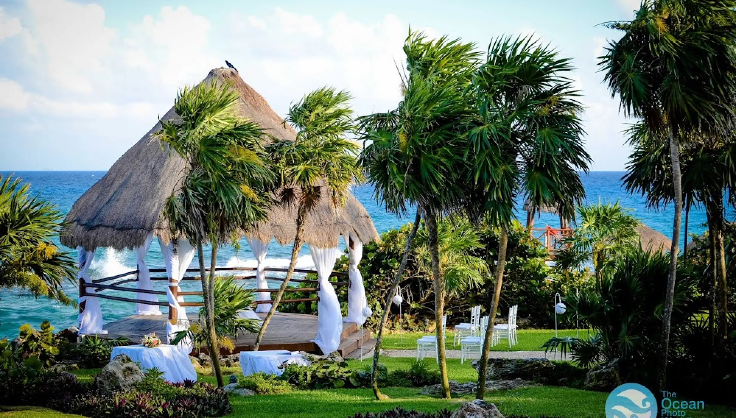 Ceremony decor on garden gazebo at Occidental at Xcaret destination
