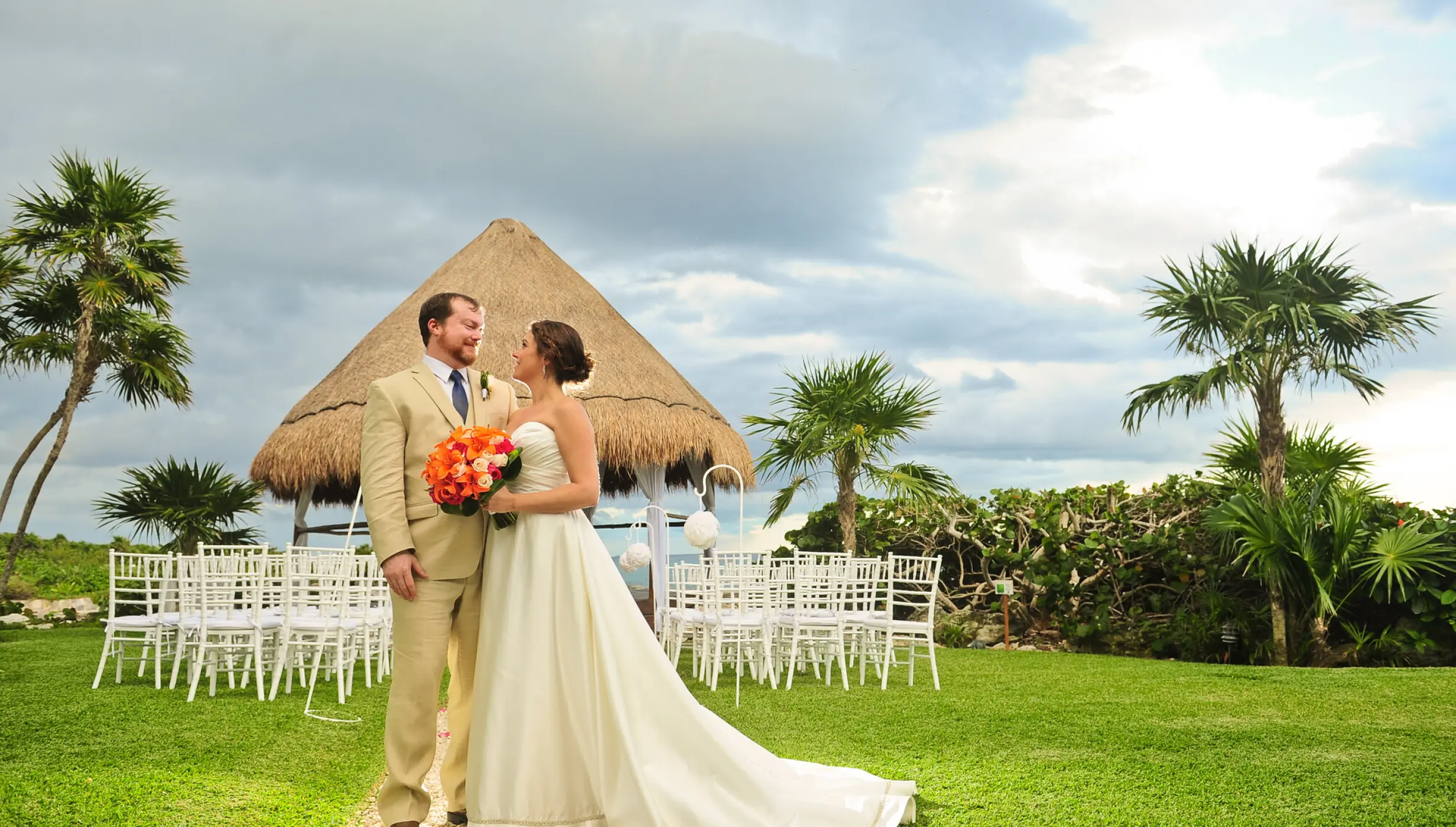 Ceremony decor on garden gazebo at Occidental at Xcaret destination