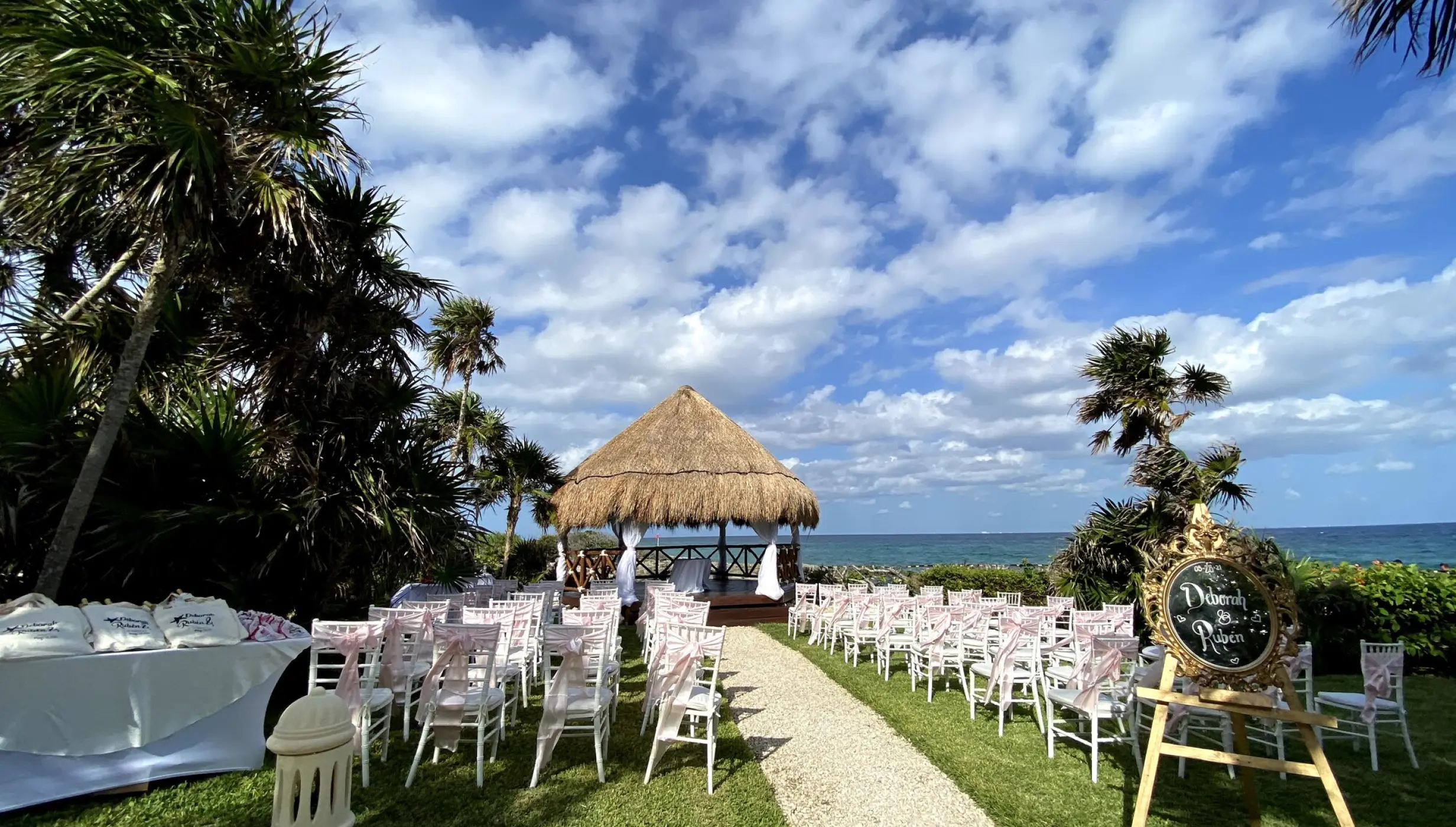 Ceremony decor on garden gazebo at Occidental at Xcaret destination
