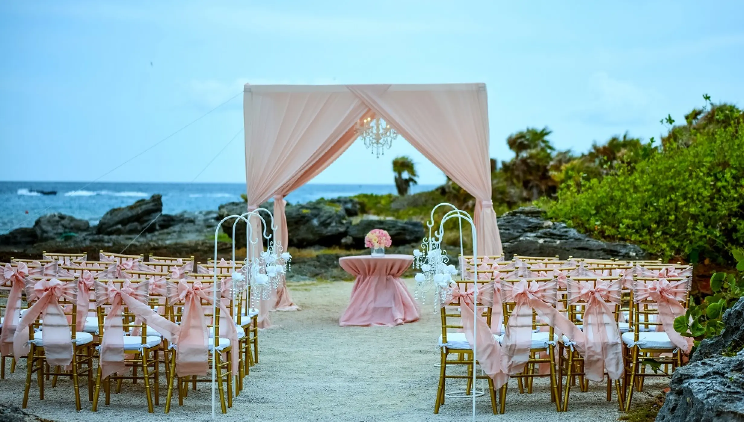 Ceremony decor on the Maya ruins at Occidental at Xcaret Destination