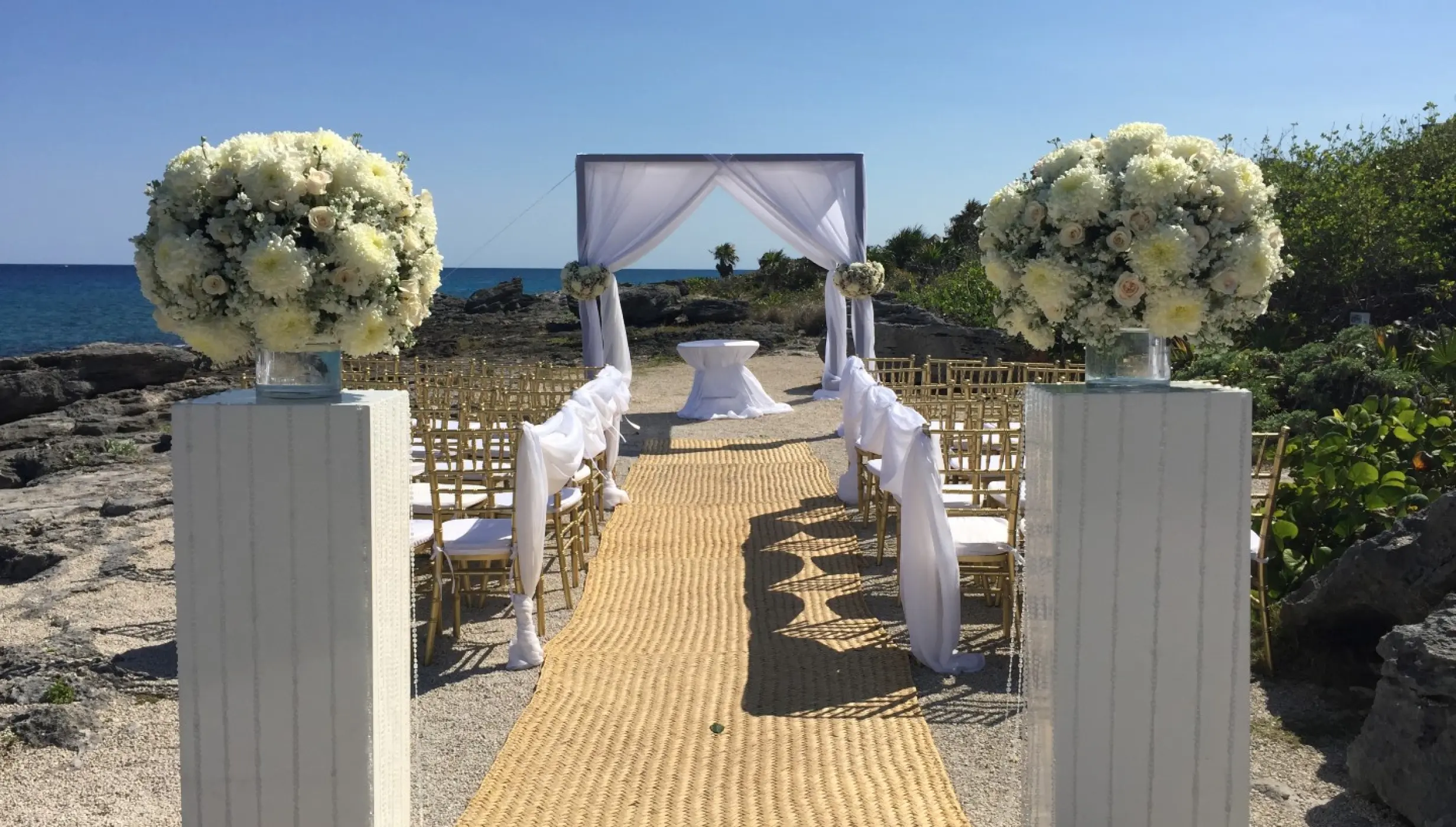 Ceremony decor on the Maya ruins at Occidental at Xcaret Destination