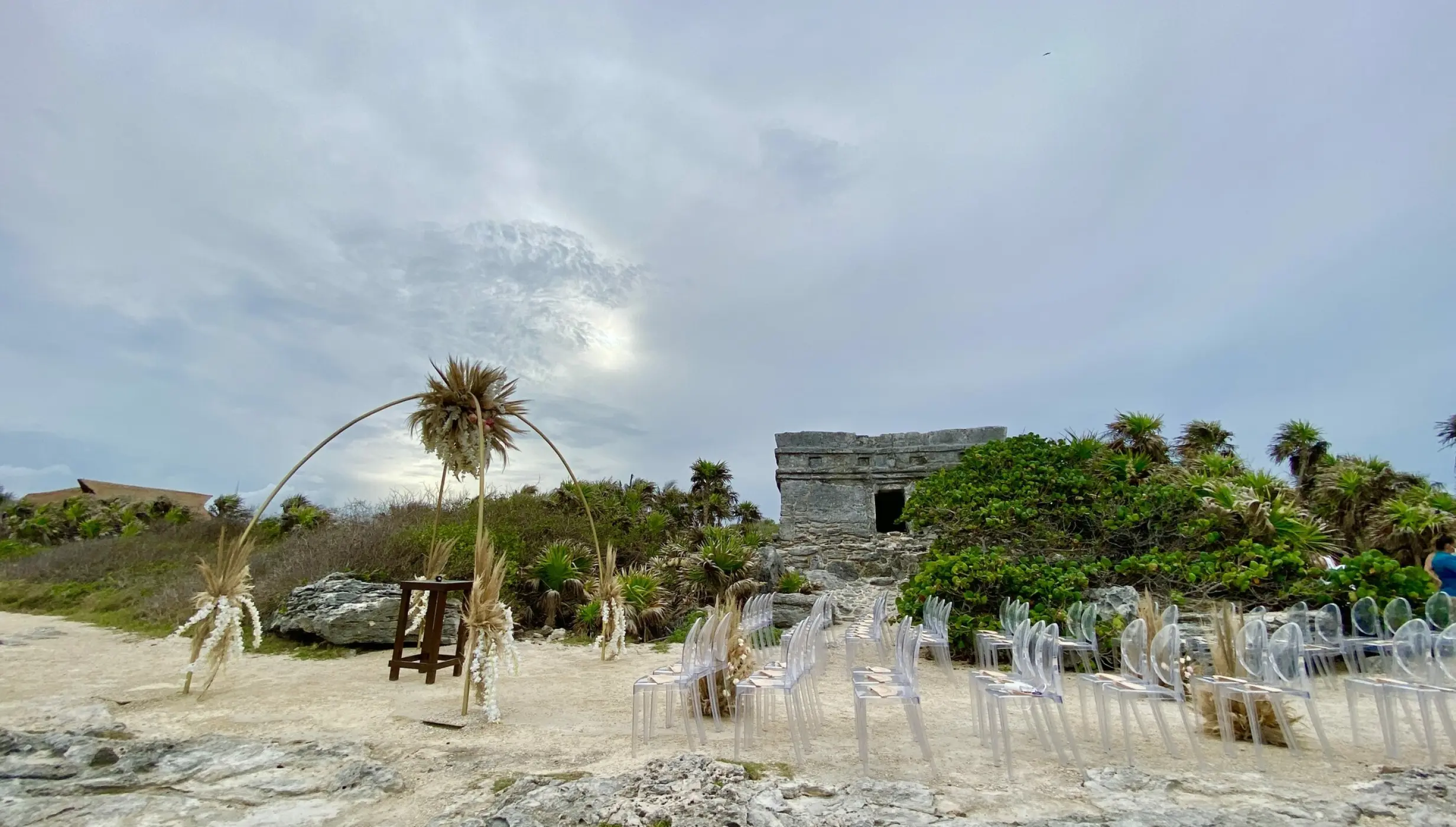 Ceremony decor on the Maya ruins at Occidental at Xcaret Destination