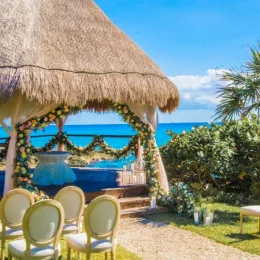 Occidental at Xcaret Destination wedding gazebo venue beside beach
