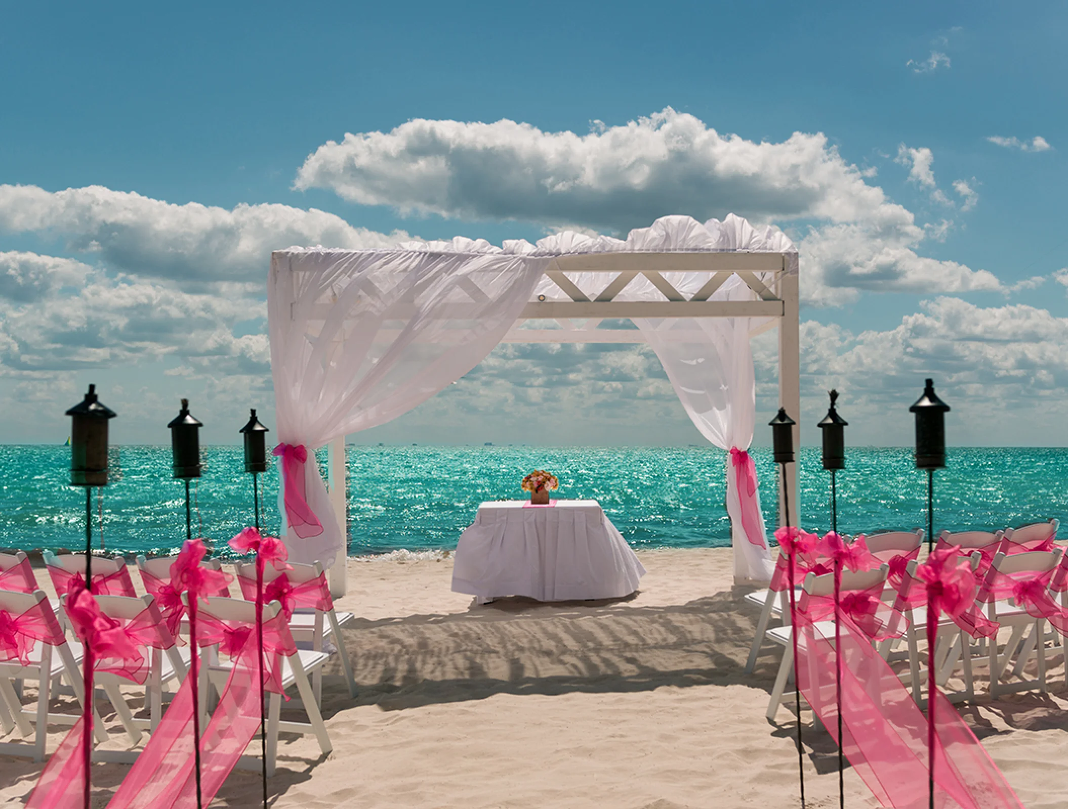 Beach Wedding setup at Ocean Coral & Turquesa Resort