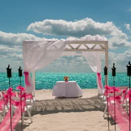 Beach Wedding setup at Ocean Coral & Turquesa Resort