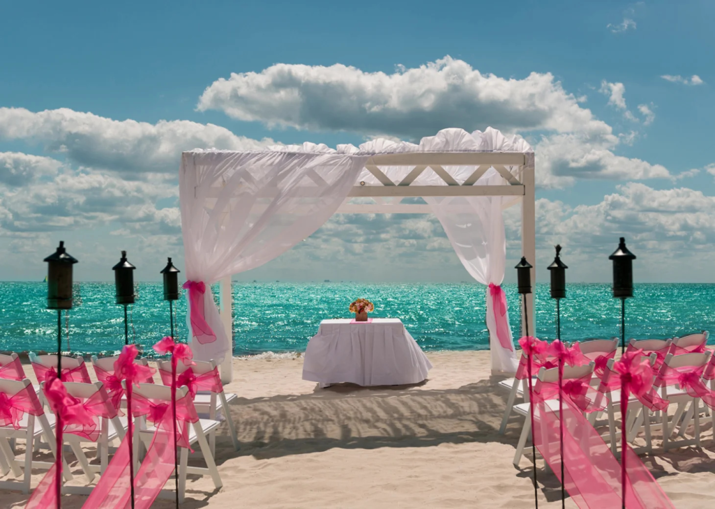 Beach Wedding setup at Ocean Coral & Turquesa Resort