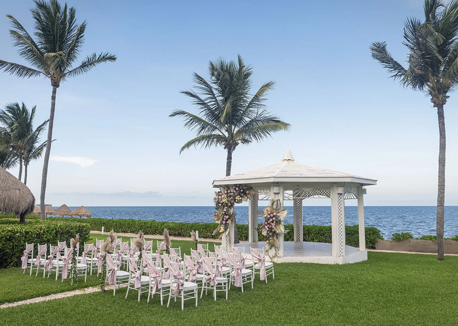 Garden Gazebo wedding setup at Ocean Coral & Turquesa resort.