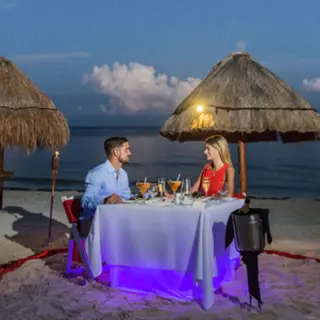 Romantic private dinner on the beach at H10 Ocean Coral & Turquesa, Riviera Maya