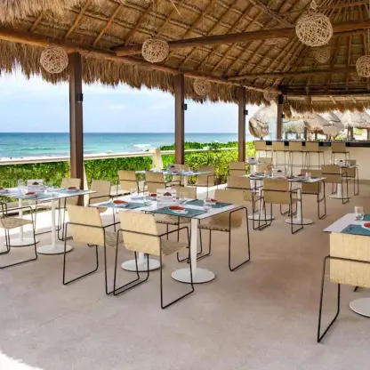 La Palapa wedding reception venue with ocean views at Paradisus Cancun, Cancun