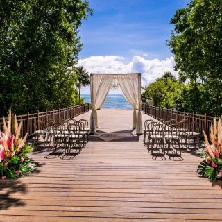 Ceremony decor on gabi bridge wedding venue at Paradisus Playa del carmen