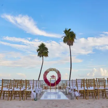 Ceremony decor on north beach at Paradisus Playa del Carmen