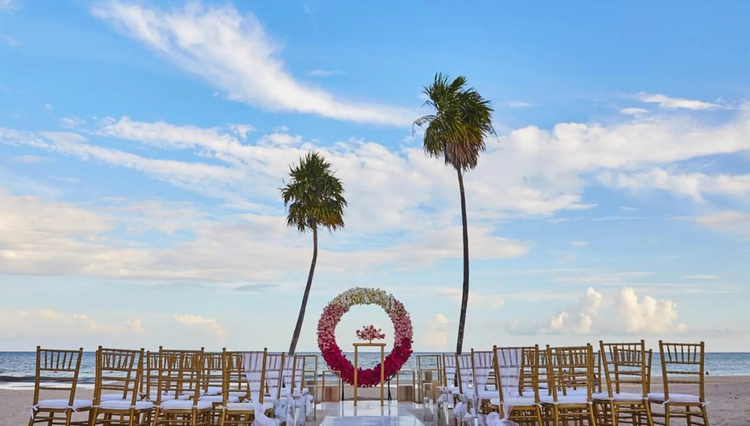 Ceremony decor on north beach at Paradisus Playa del Carmen
