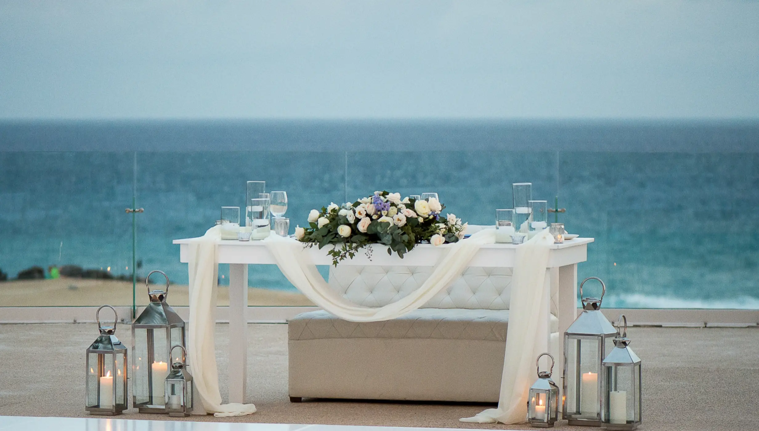 Dinner reception in the ocean terrace at Paradisus Los Cabos