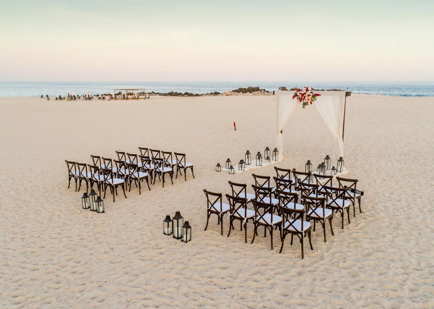 Ceremony decor on the beach venue at Paradisus Los Cabos