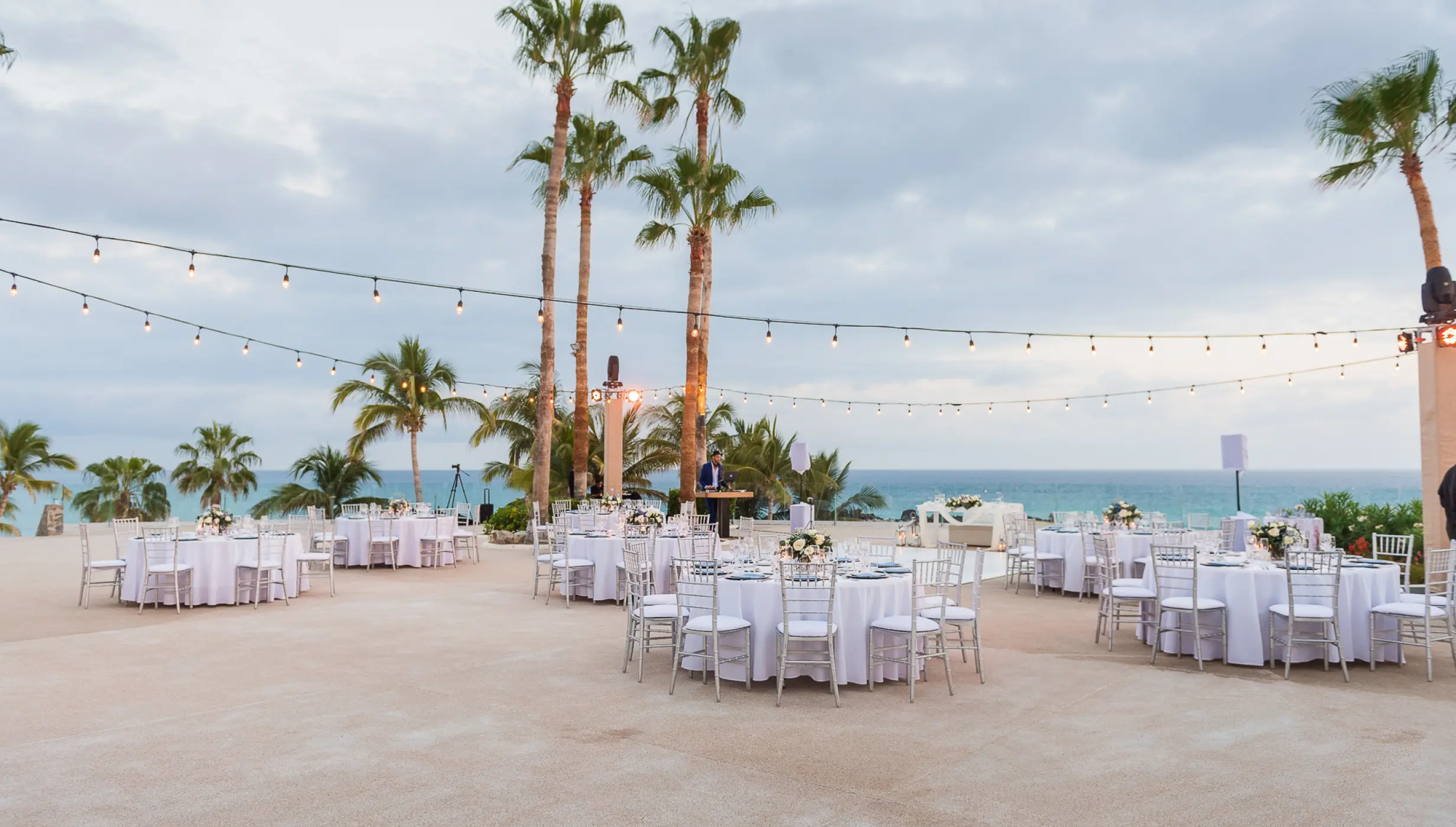 Dinner reception in the ocean terrace at Paradisus Los Cabos