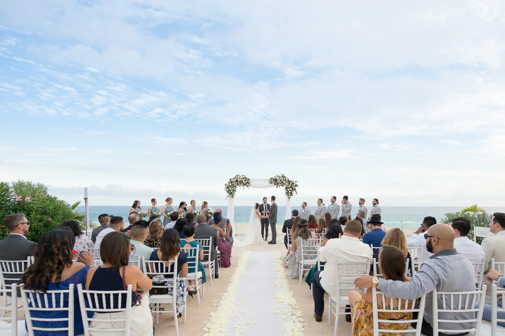 Outdoor wedding ceremony at the Ocean Terrace at Paradisus Los Cabos, Cabo San Lucas