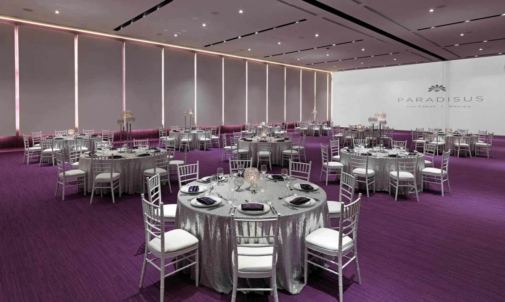 Indoor ballroom wedding reception at Paradisus Los Cabos, Cabo San Lucas