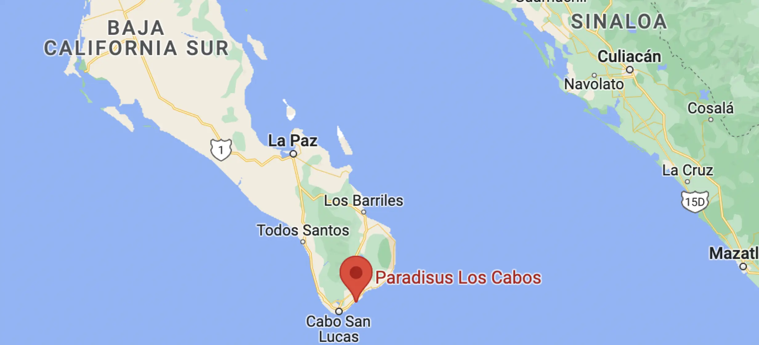 Map screenshot showing the location of Paradisus Los Cabos in Cabo San Lucas