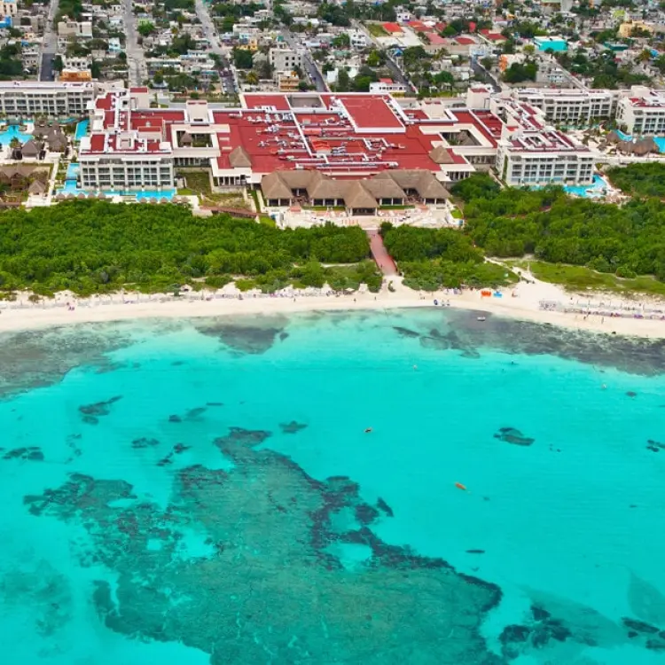 Aerial view of Paradisus La Perla beachfront and grounds, Playa Del Carmen