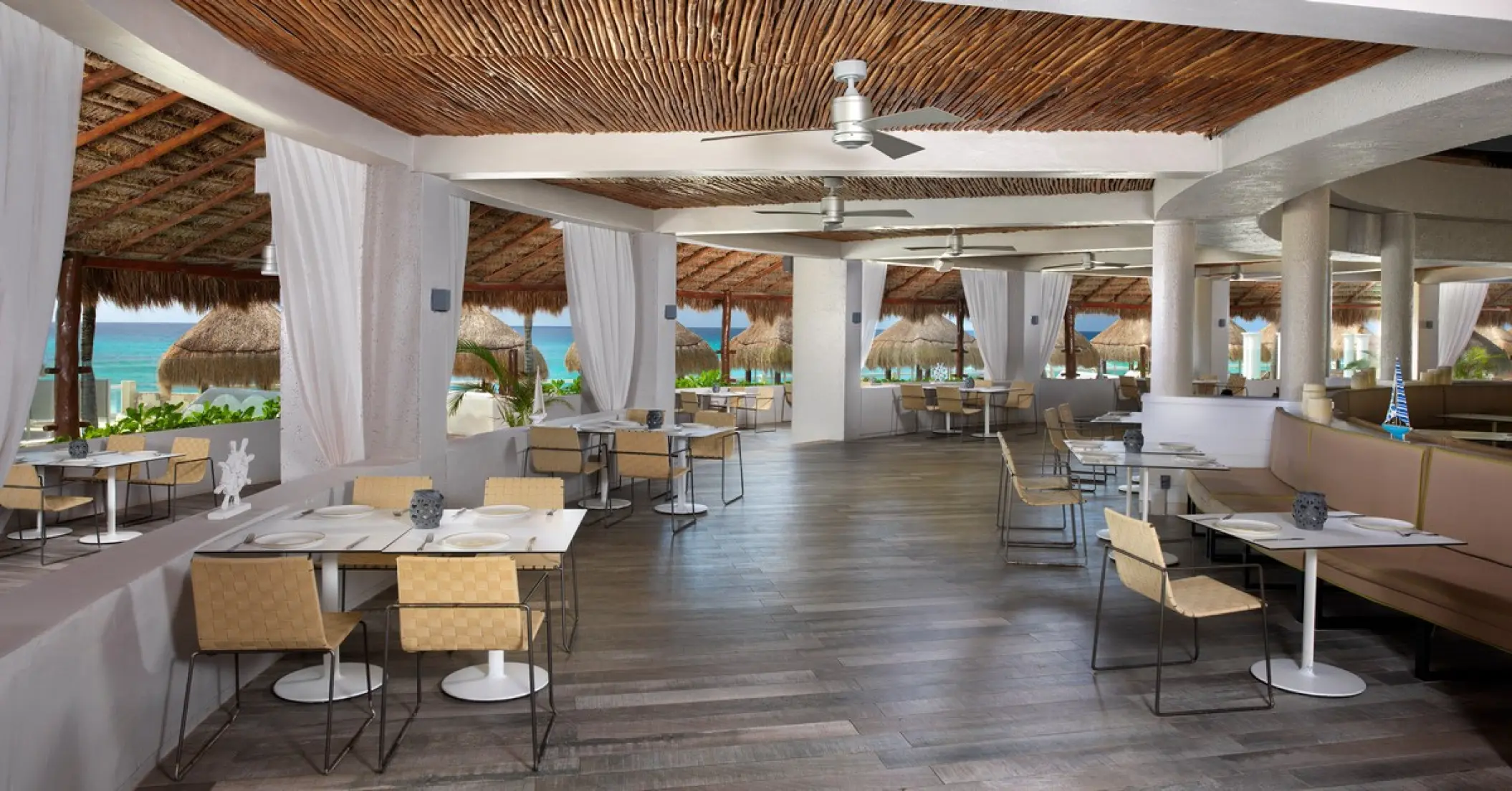 Agua Marina restaurant with ocean views at Paradisus Cancun, Cancun