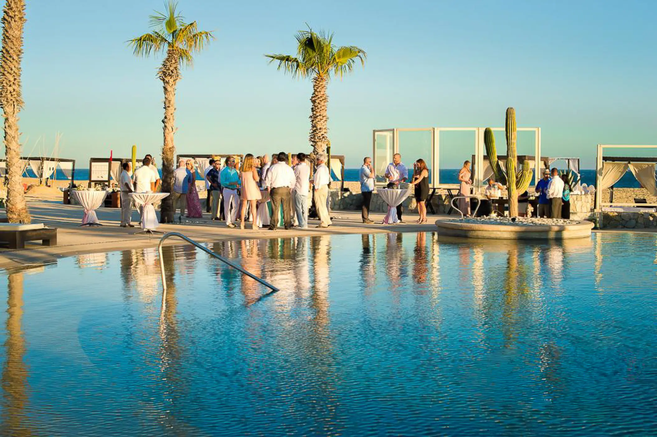 Cocktail reception on the Constellation pool deck at Pueblo Bonito Pacifica, Cabo San Lucas
