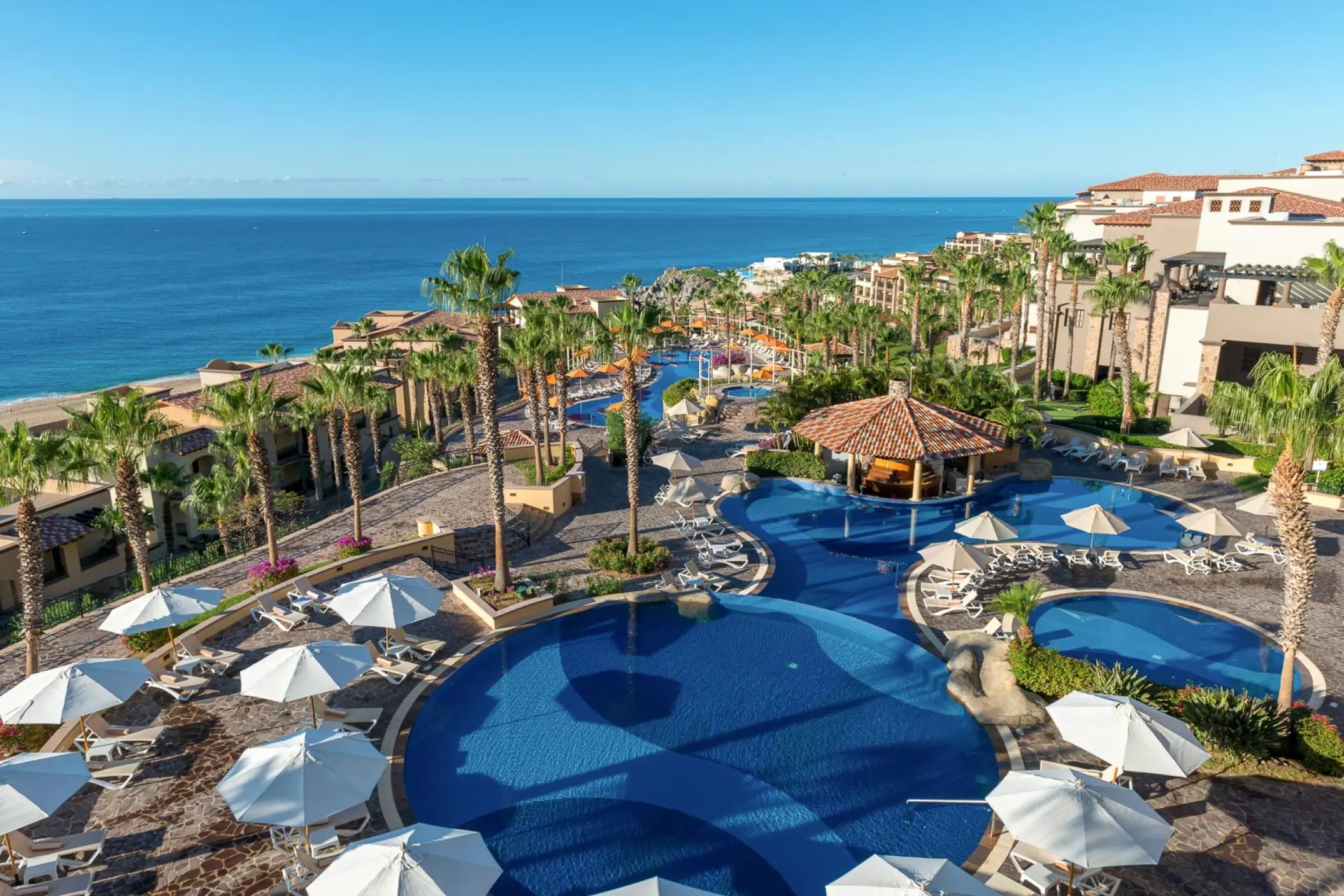 Pueblo Bonito Sunset Beach tiered swimming pools and ocean views, Cabo San Lucas