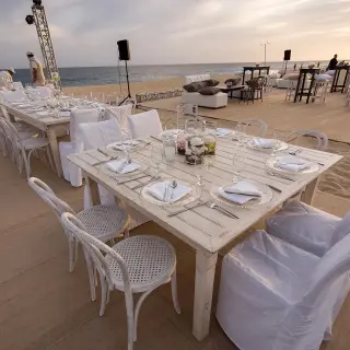 Beachfront wedding reception at Pueblo Bonito Sunset Beach, Cabo San Lucas