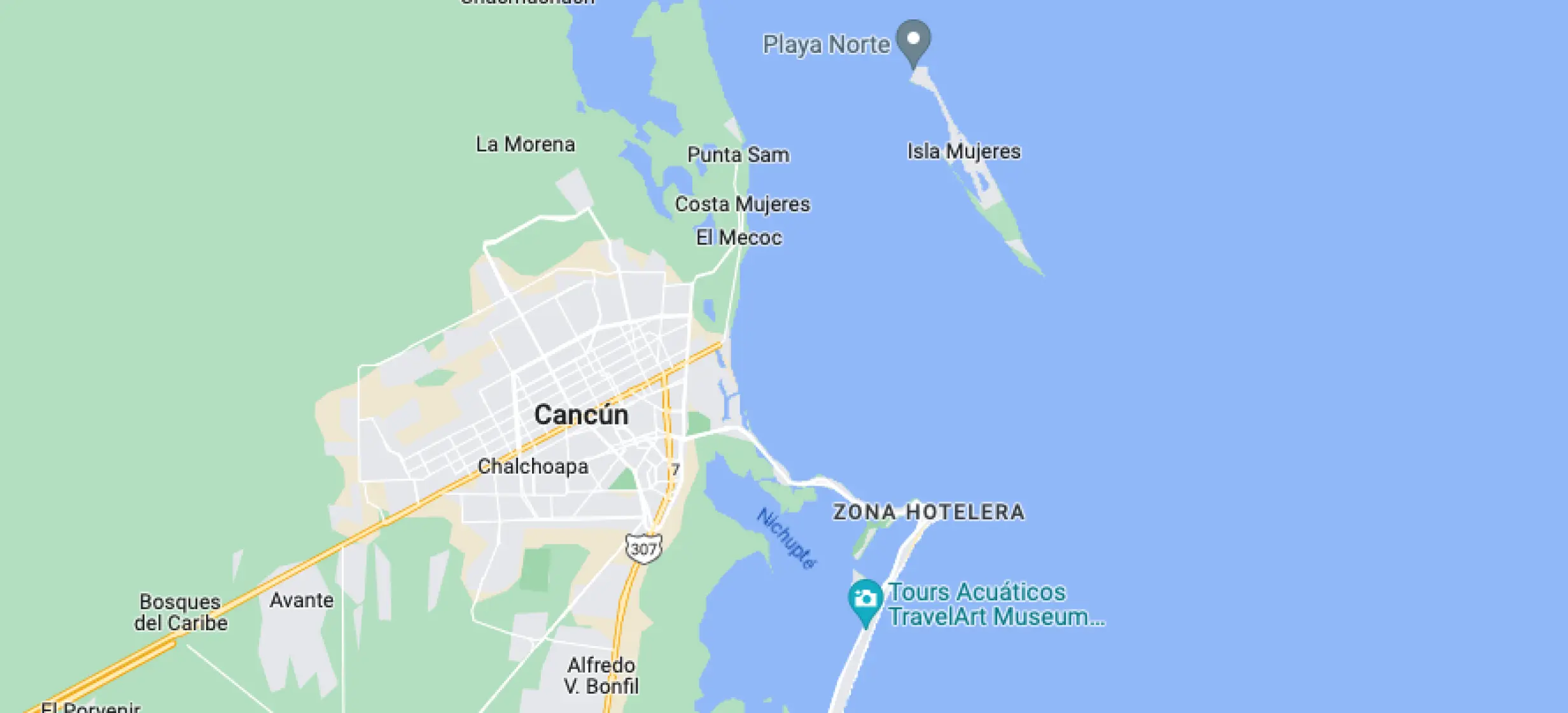 Map showing the location of Planet Hollywood Adult Scene in Cancun