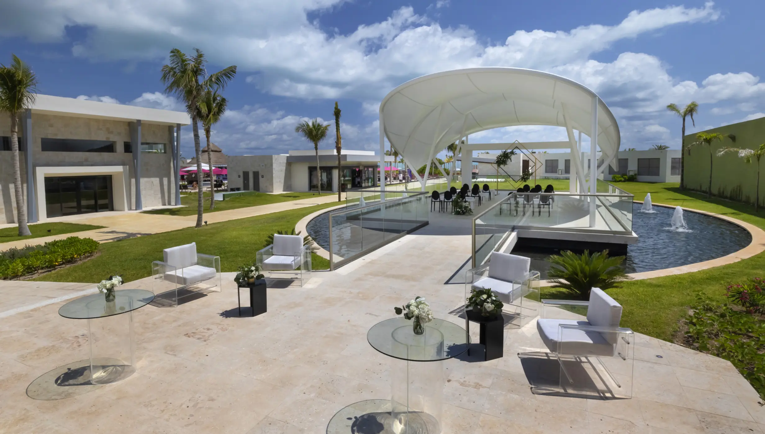 Ceremony and cocktail party on Palm Pavilion 1 and 2 at Planet Hollywood Cancun Resort and Spa