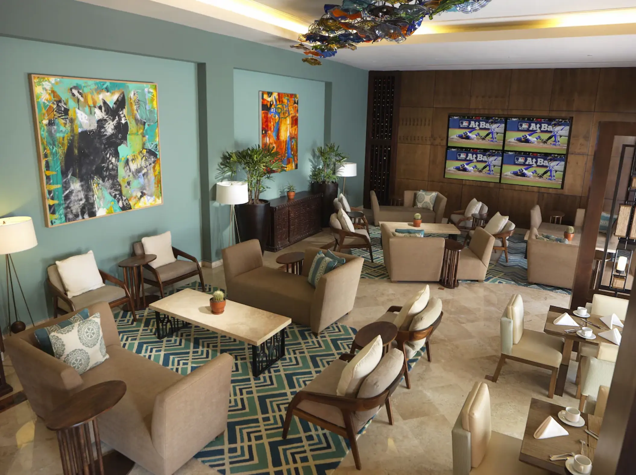 Playa Grande Resort indoor lounge with comfortable seating areas, Cabo San Lucas