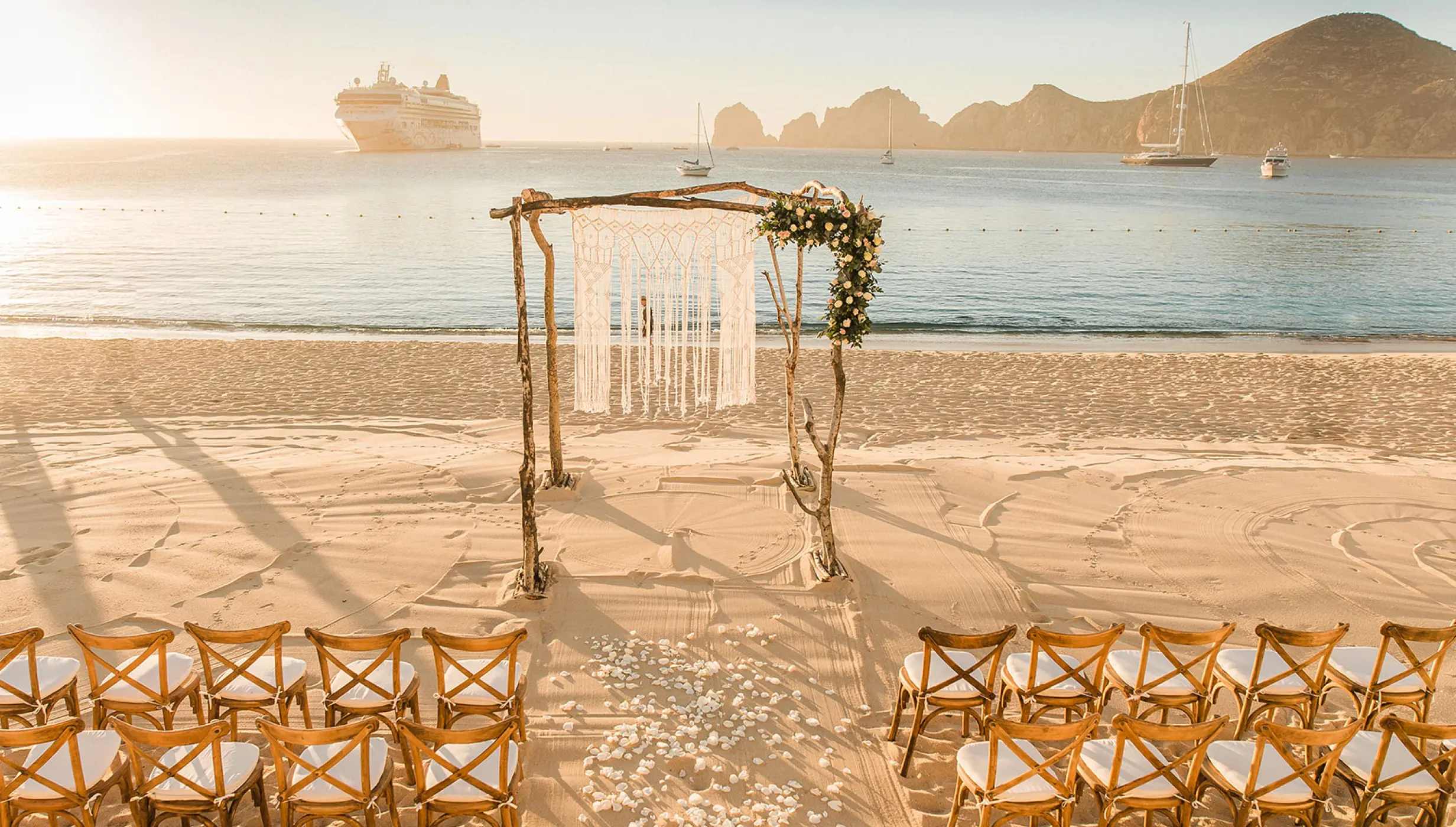 Ceremony decor at Pueblo Bonito Rose Resort