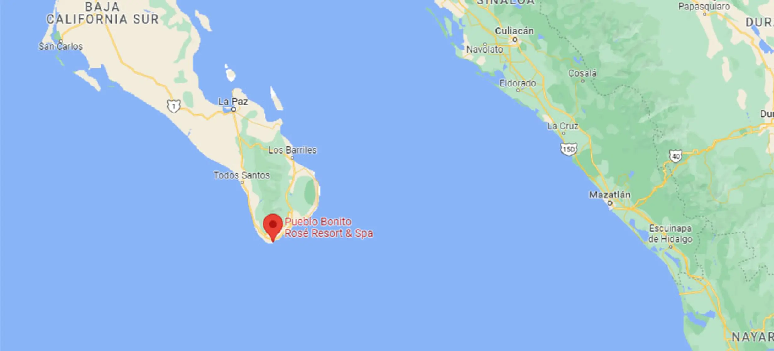 Map showing the location of Pueblo Bonito Rose in Cabo San Lucas