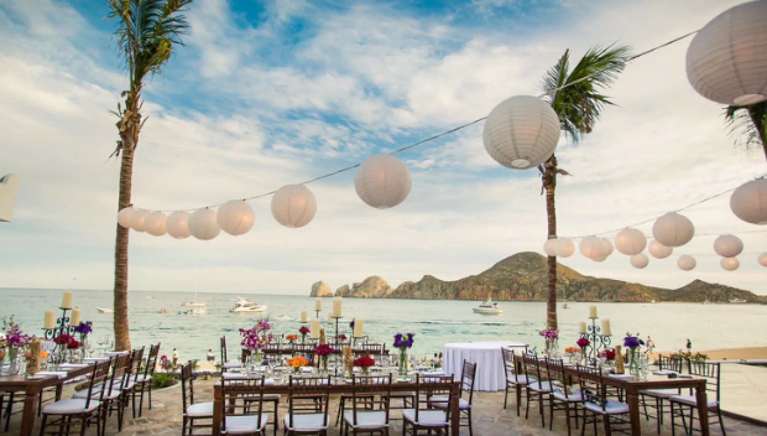 Dinner reception decor at Pueblo Bonito Los Cabos Beach Resort