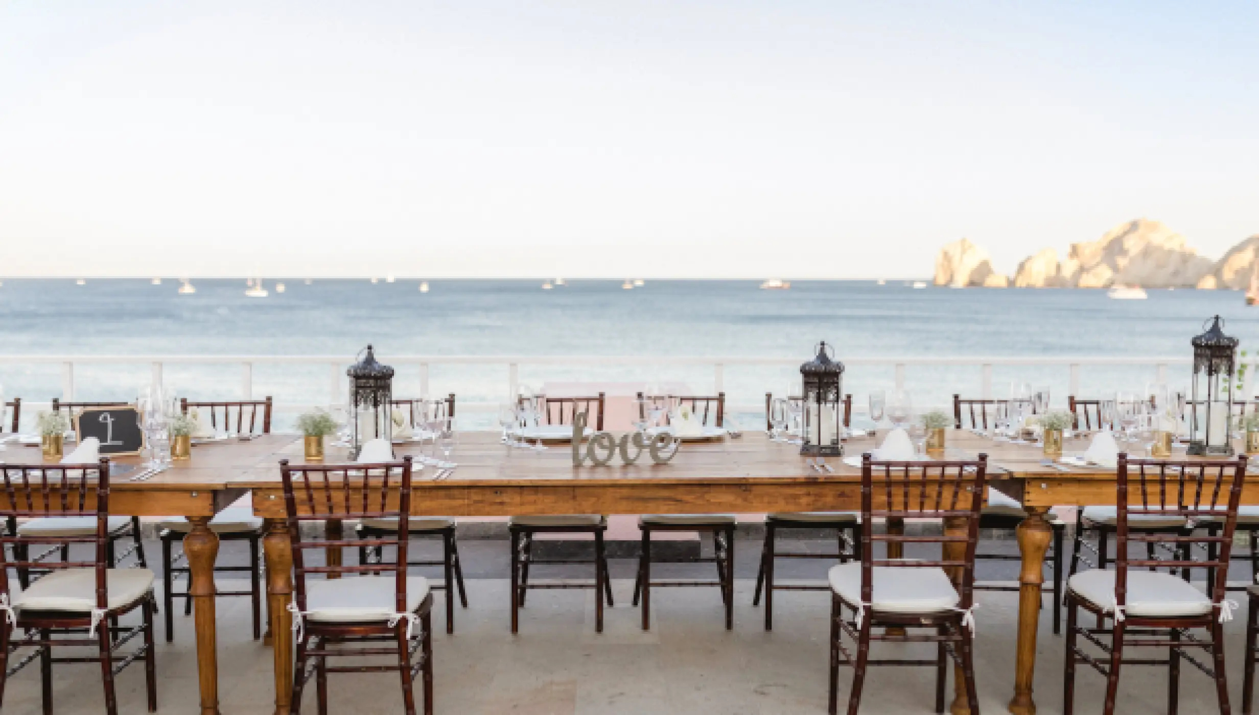 Dinner reception decor at Pueblo Bonito Los Cabos Beach Resort