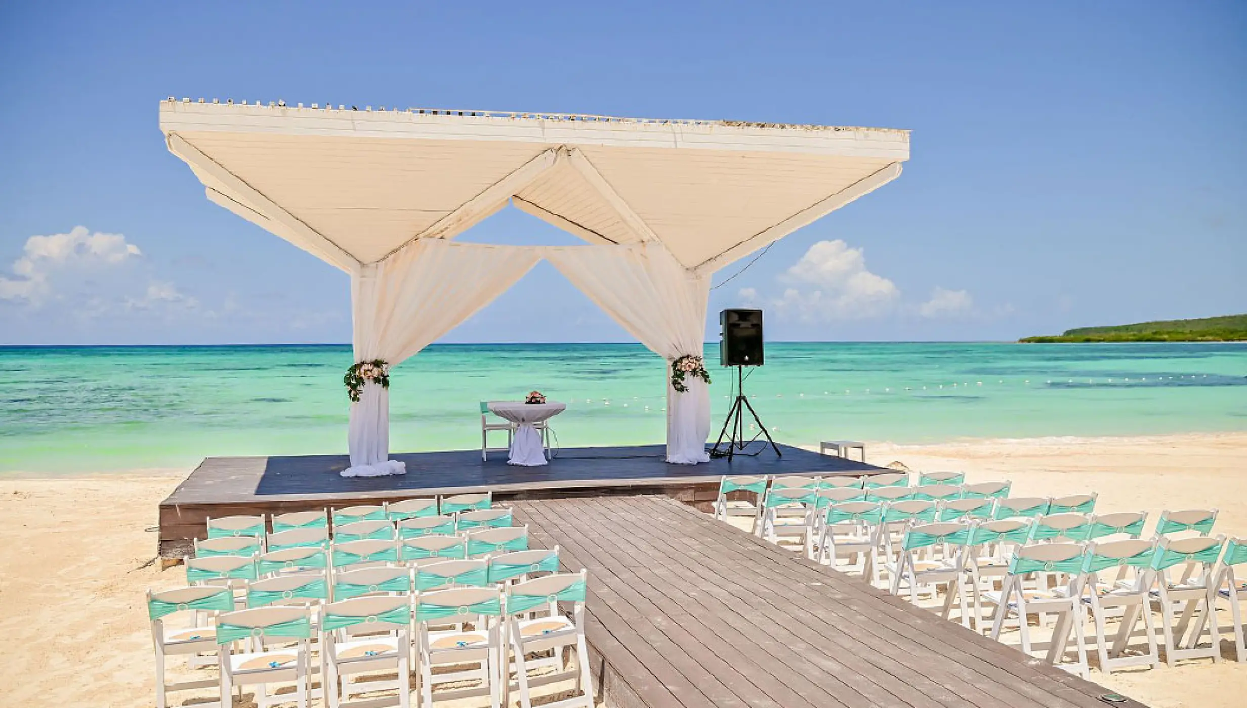Beach Gazebo Wedding Venue at Royalton Blue Waters.