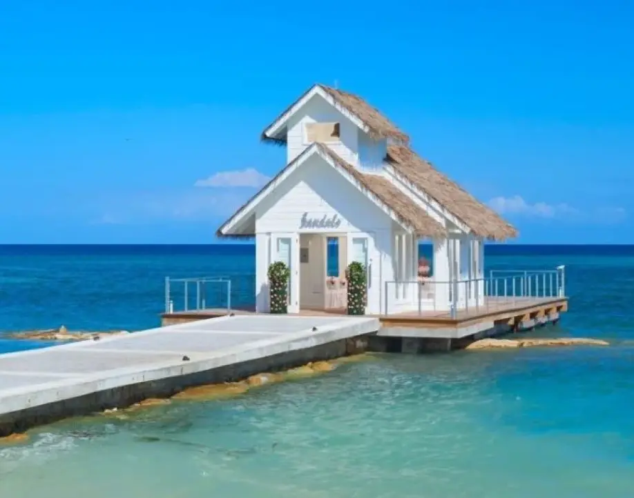 Overwater wedding chapel on a pier at Sandals Montego Bay, Jamaica