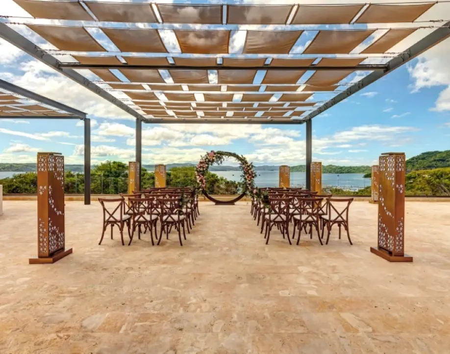 Rooftop terrace wedding ceremony at Planet Hollywood, Costa Rica