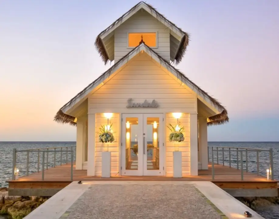 Overwater wedding chapel at Sandals Montego Bay, Jamaica
