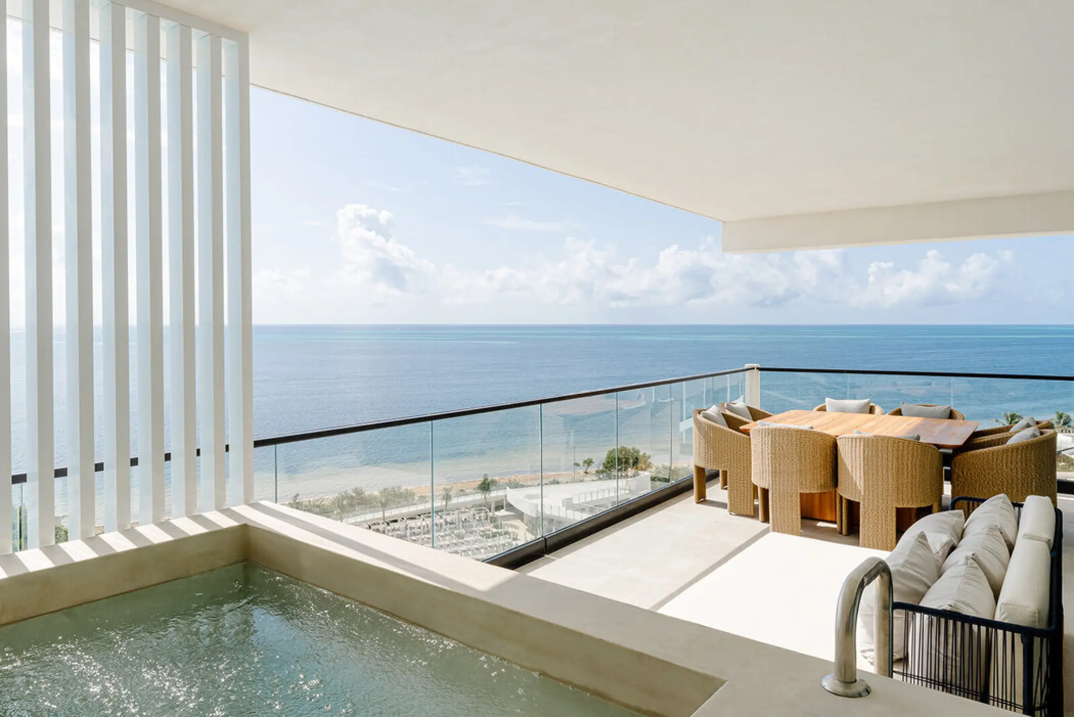Private terrace with a pool and ocean views at AVA Resort Cancun, Cancun