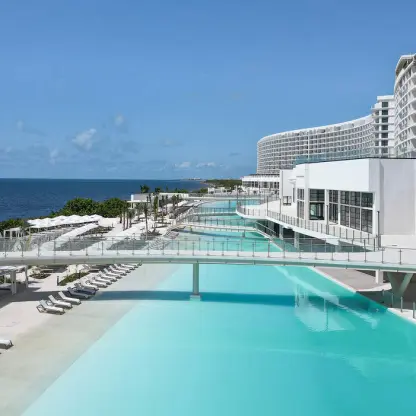 AVA Resort Cancun terraces and swimming pools overlooking the ocean, Cancun