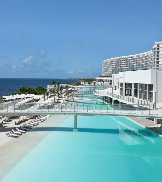 AVA Resort Cancun terraces and swimming pools overlooking the ocean, Cancun