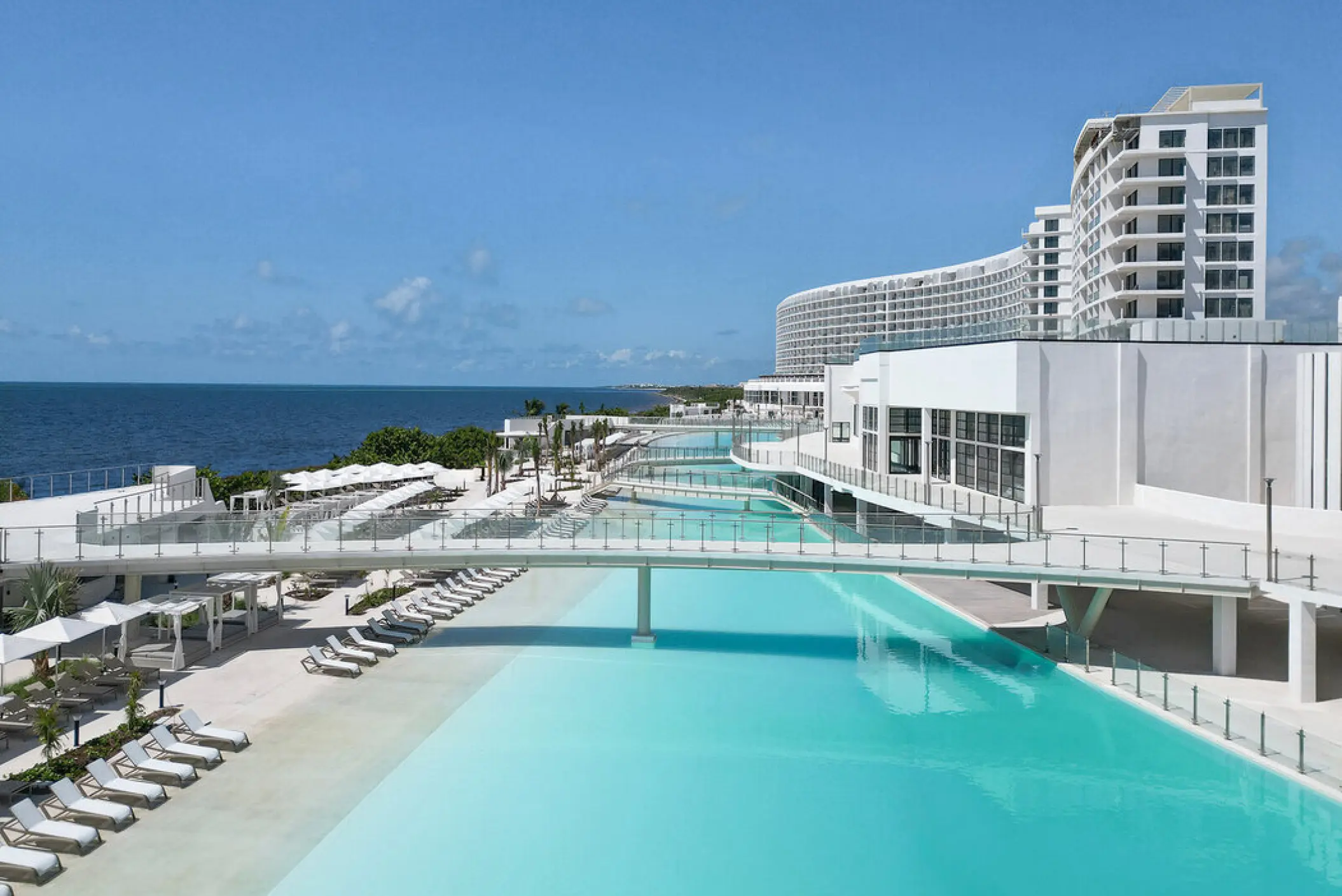 AVA Resort Cancun terraces and swimming pools overlooking the ocean, Cancun