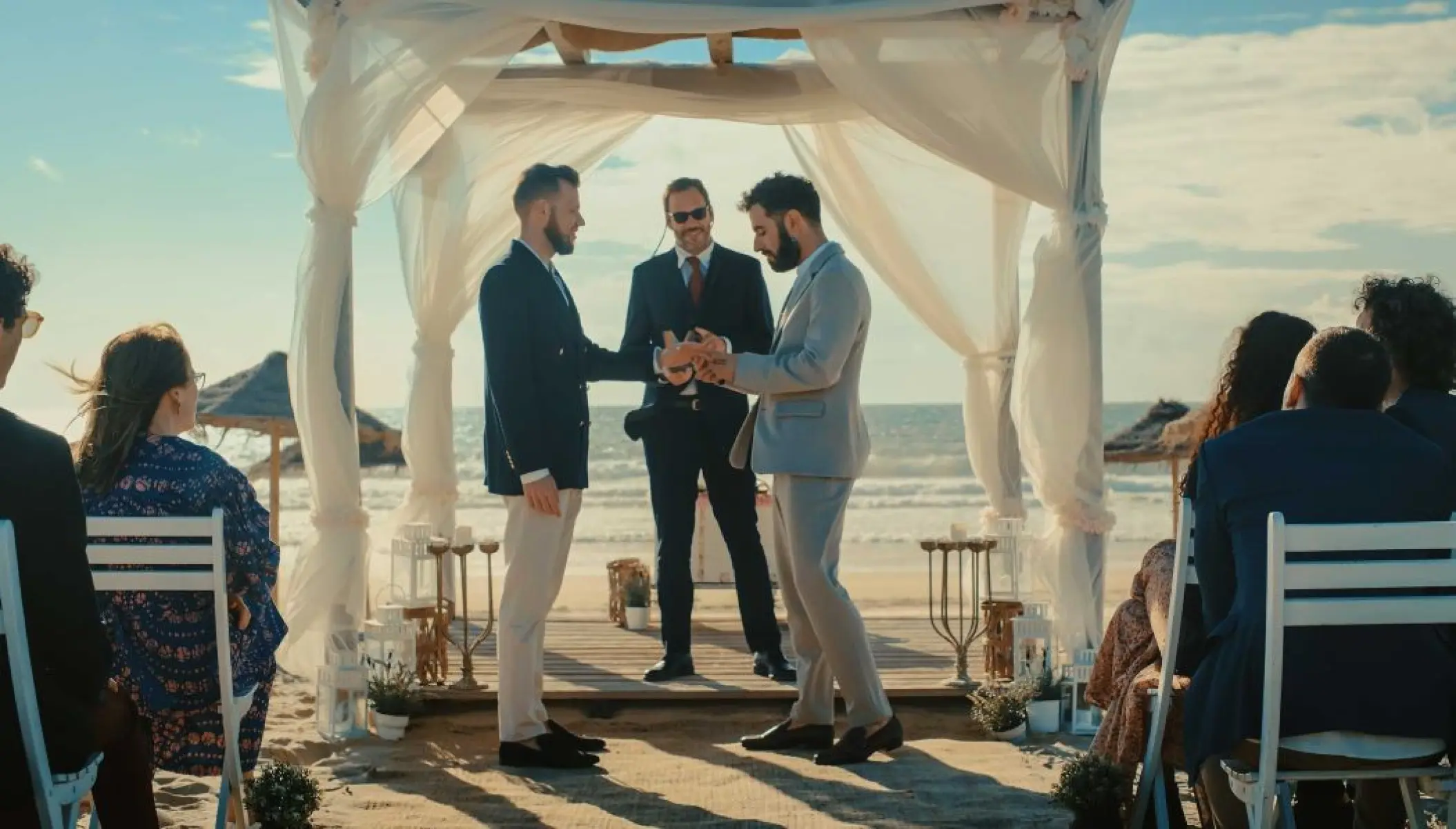 Same-sex beach wedding ceremony at Bahia Principe Luxury Sian Ka’an, Tulum