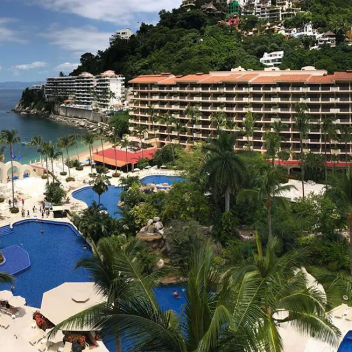 Barcelo Puerto Vallarta Pool overview from balcony.